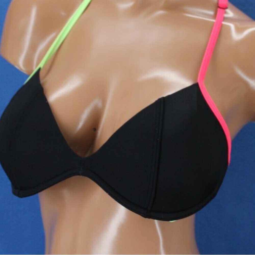 PINK Black&Neon Push-up Swim Top Victoria Secret